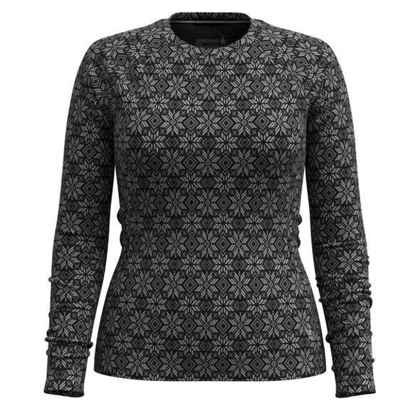NWT Smartwool Black pattern Classic Thermal Merino Base Layer Crewneck LS top S - Picture 1 of 3